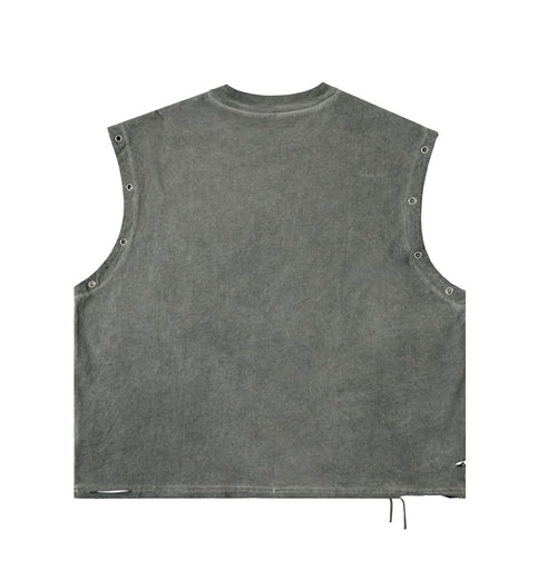 olive green “flaw-frame” tank
